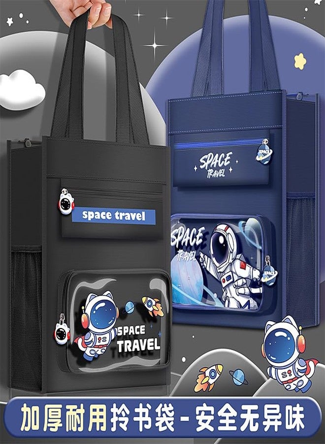 SAMVARDHAN Travel Hanging Storage Organizer for Kids |Multi-Pocket Wall Pouch with Astronaut Design | Toy, Book, Stationery Organizer for Study Desk, Bedroom, Classroom, Canvas Carrying Bag (Blue) - Image 3
